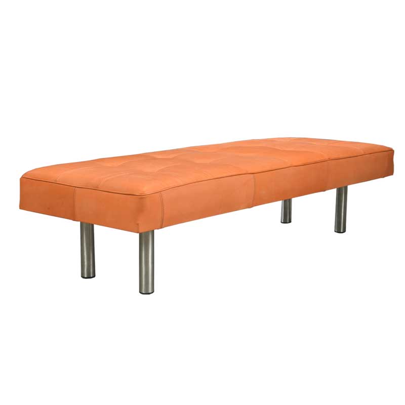 Upholstery Leather Bench, Cognac color - Deszine Talks