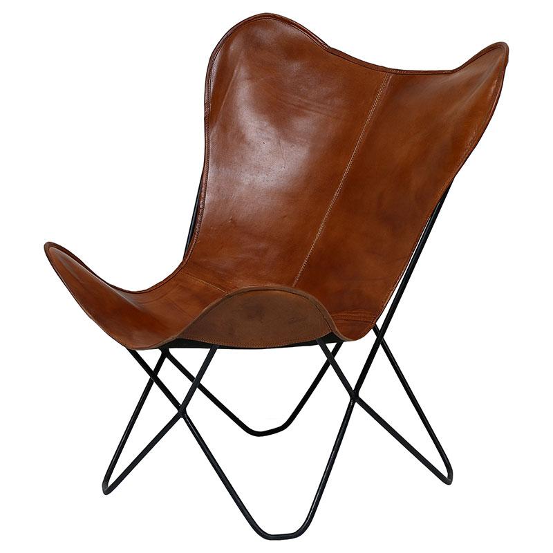 Butterfly Chair in Tan Color Leather - Deszine Talks