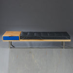 ギャラリービューアに画像を読み込みます。 Teak and leather bench / entrance furniture with steel legs - Deszine Talks