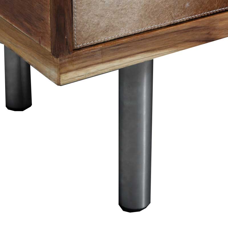 Teak and leather bench / entrance furniture with steel legs - Deszine Talks