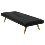 ギャラリービューアに画像を読み込みます。 Daybed in buttoned black leather with massive oblique legs - Deszine Talks