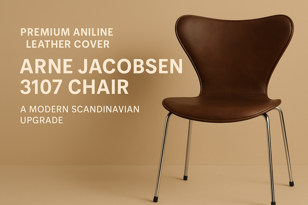 Premium Aniline Leather Cover for the Arne Jacobsen 3107 Chair: A Modern Scandinavian Upgrade