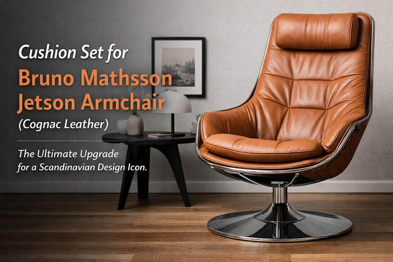 Cushion Set for Bruno Mathsson Jetson Armchair – Premium Cognac Leather Replacement | DeszineTalks
