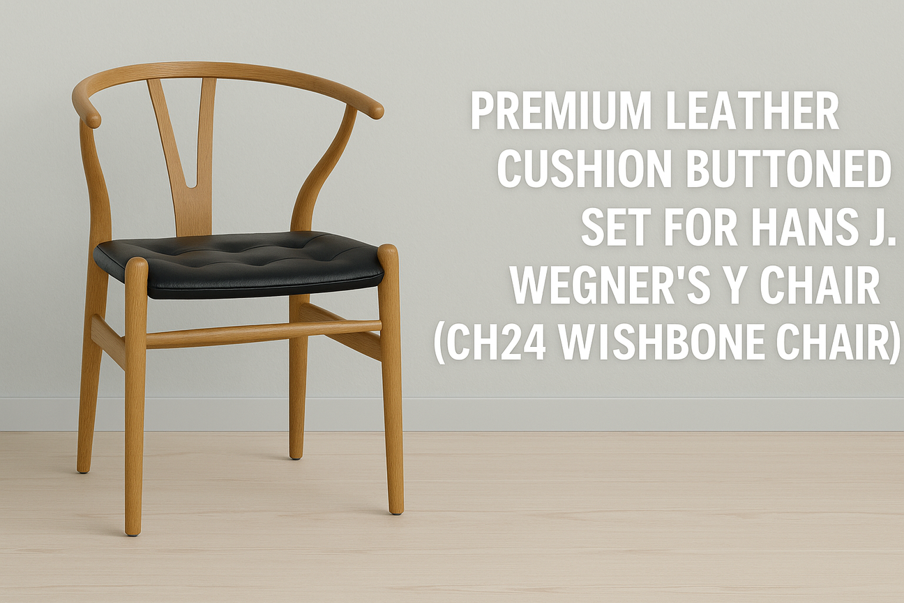 Premium Leather Cushion Buttoned Set for Hans J. Wegner’s Y Chair (CH24 Wishbone Chair)