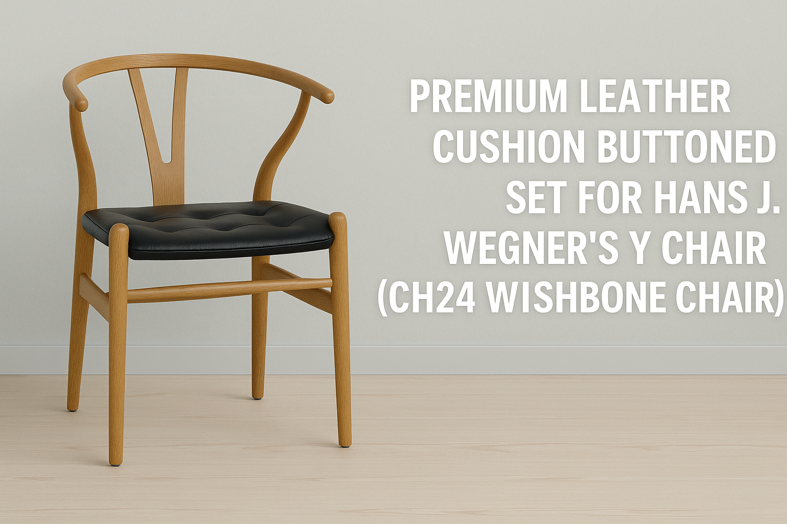 Premium Leather Cushion Buttoned Set for Hans J. Wegner’s Y Chair (CH24 Wishbone Chair)