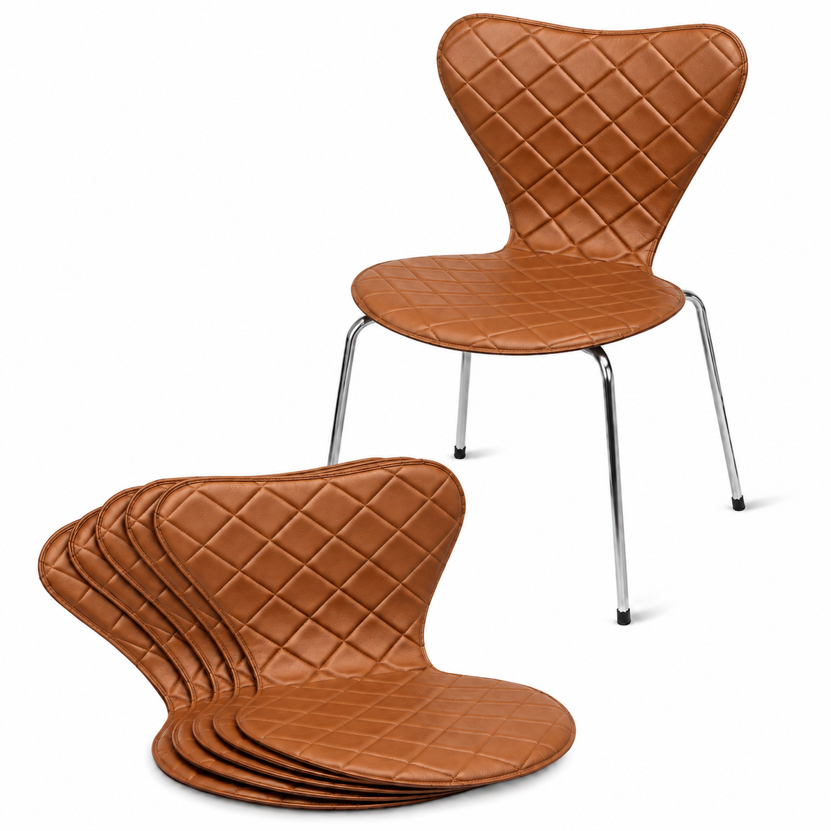 Zig-Zag Design Leather Covers for Arne Jacobsen Series 7 Model 3107/3207