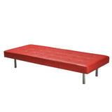 Daybed in buttoned red leather with steel legs - Deszine Talks