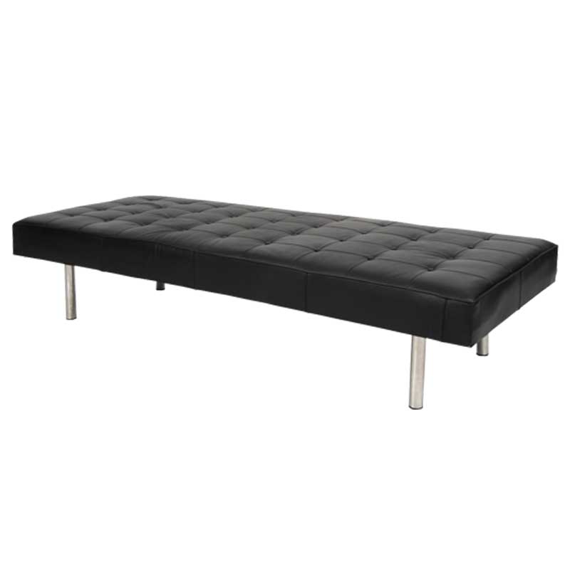 Daybed Upholstered with buttoned black leather cushion. - Deszine Talks