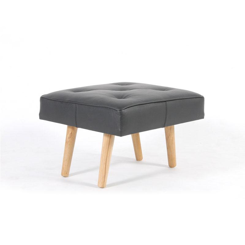 Leather upholstery with button square stool with wooden Legs - Deszine Talks