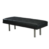 Bench in buttoned black leather and polished steel - Deszine Talks