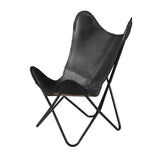 Butterfly Chair with Black Leather Seat