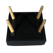 Leather upholstery square stool with wooden Legs - Deszine Talks