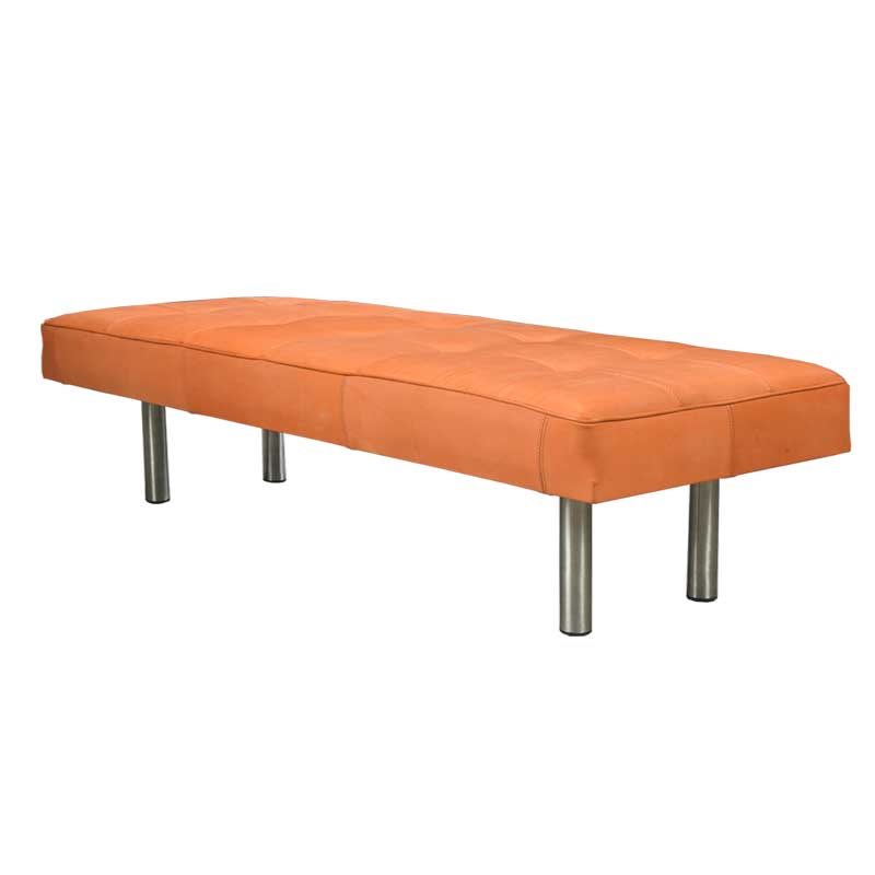 Upholstery Leather Bench, Cognac color - Deszine Talks