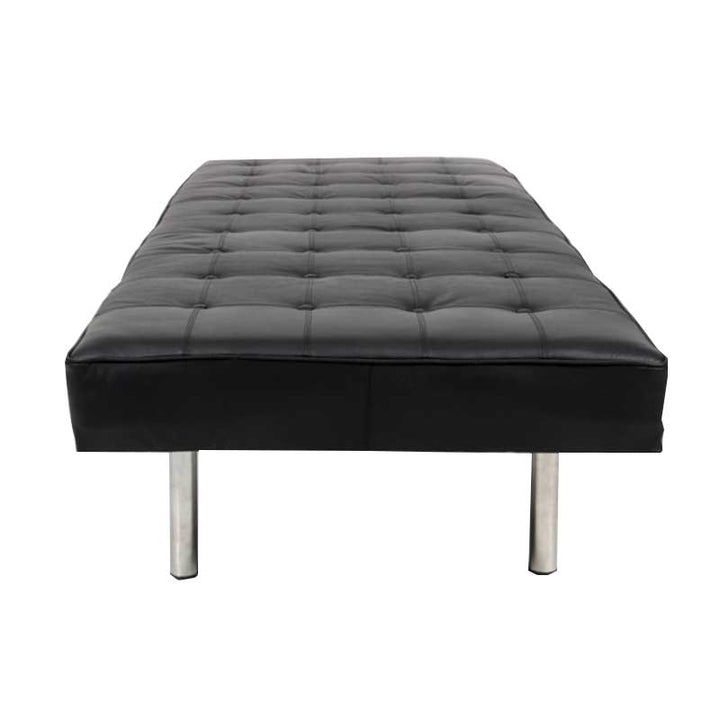 Daybed Upholstered with buttoned black leather cushion. - Deszine Talks