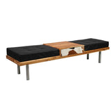 Bench / hall furniture with leather cushion and steel legs - Deszine Talks