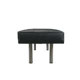 Bench in buttoned black leather and polished steel - Deszine Talks