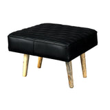 Leather upholstery square stool with wooden Legs - Deszine Talks