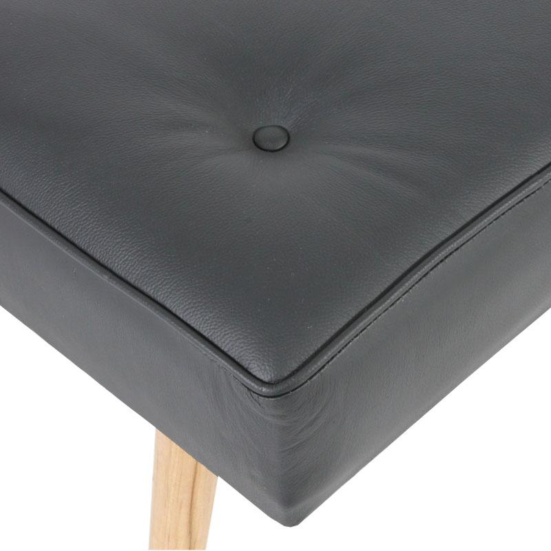 Leather upholstery with button square stool with wooden Legs - Deszine Talks