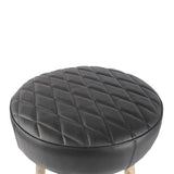 Leather upholstery round stool with wooden Legs - Deszine Talks