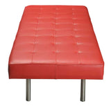 Daybed in buttoned red leather with steel legs - Deszine Talks