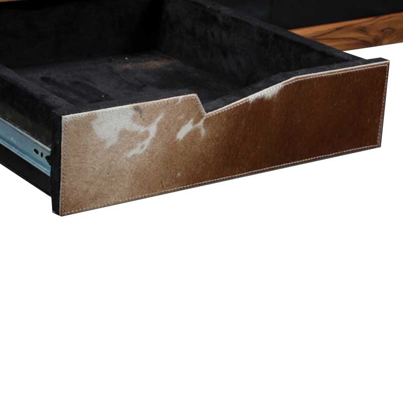 Teak and leather bench / entrance furniture with steel legs - Deszine Talks