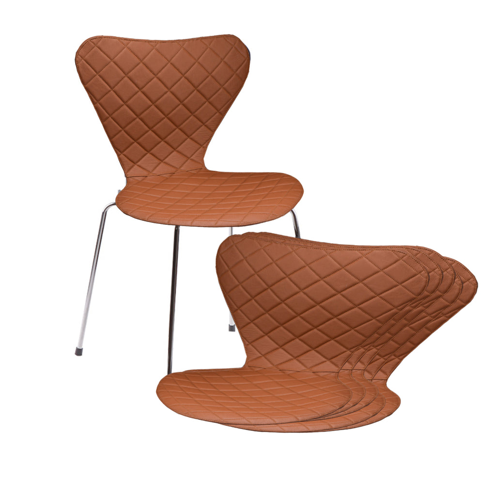 Leather Zic Zac covers for Arne Jacobsen's 3107/3207 chairs