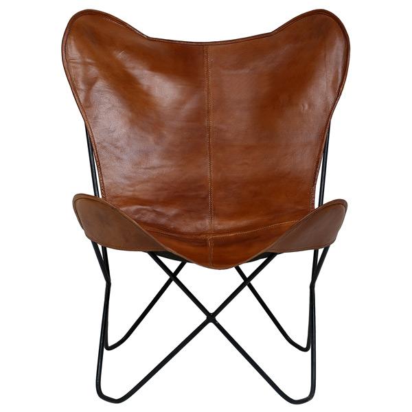 Butterfly Chair in Tan Color Leather - Deszine Talks