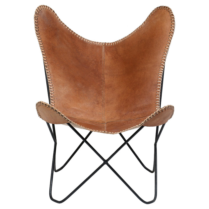 Butterfly Chair with Black Leather Seat - Deszine Talks