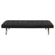 Daybed in buttoned black leather with massive oblique legs - Deszine Talks