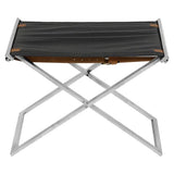 Designer Folding steel stool with Leather Seat - Deszine Talks